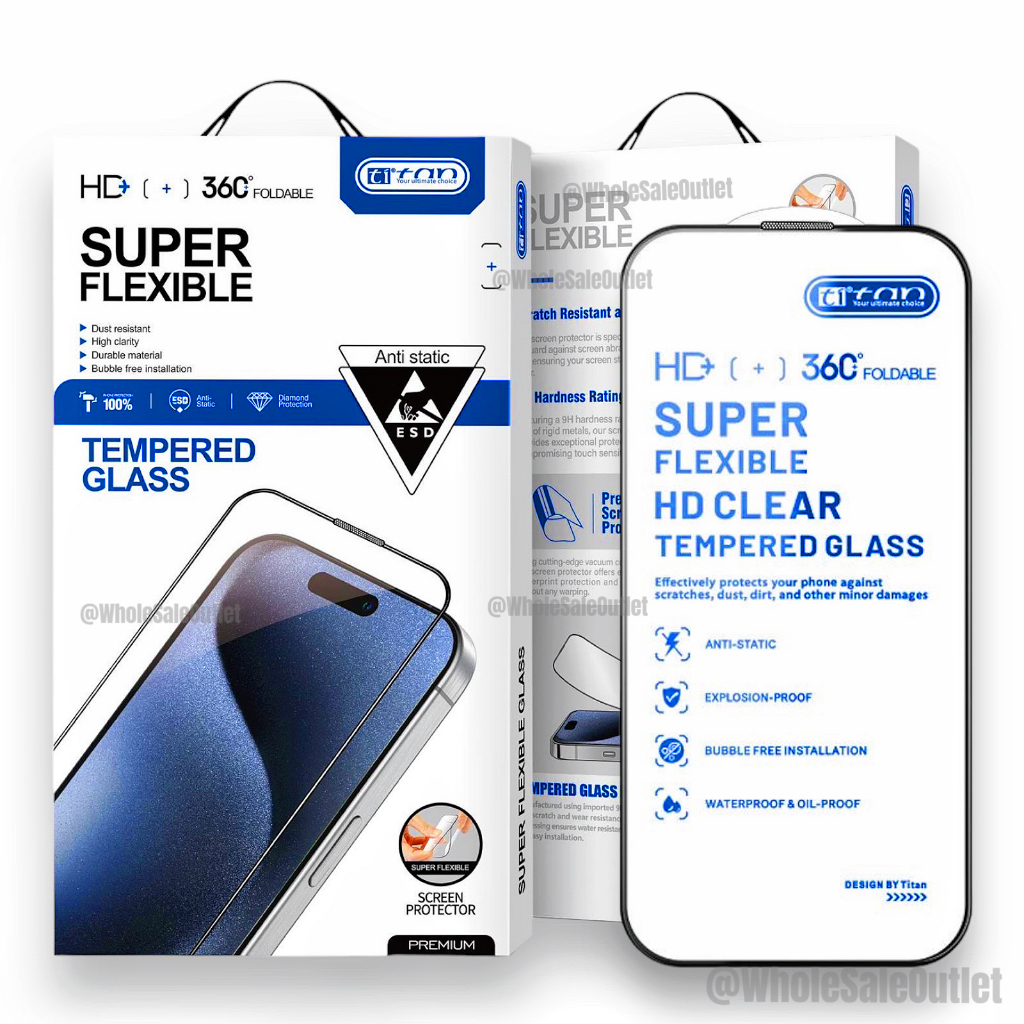 Titan iP Phone 11 12 13 14 15 16 16e 17 Pro Plus Air HD+ Super Flexible  Tempered Glass Tebal