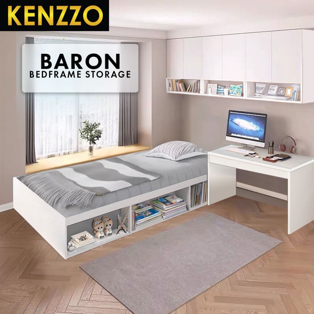 Kenzzo: Single Bed Frame with storage cabinet/ Katil Single Seseuai ...