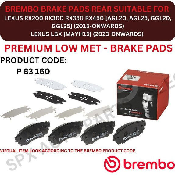 BREMBO GENUINE DISC BRAKE PAD (REAR) FOR LEXUS RX200 RX300 RX350 RX450 ...