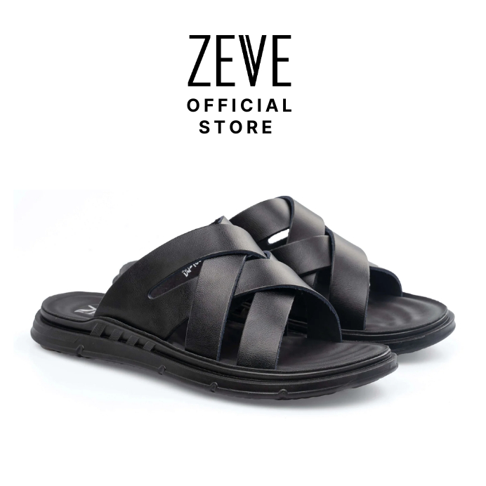 Zeve Remy Sandal - Black Leather | Shopee Malaysia