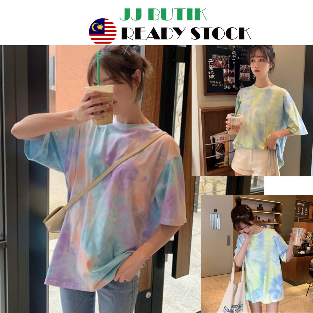 【DYE SHIRT】Women Loose Round Neck Short Sleeve T Shirt Top Tee Tshirt ...