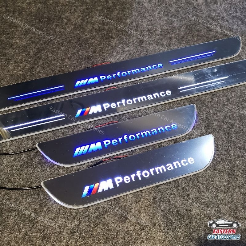 BMW Performance LED Side Door Step Moving Door Scuff Running LED Light ...