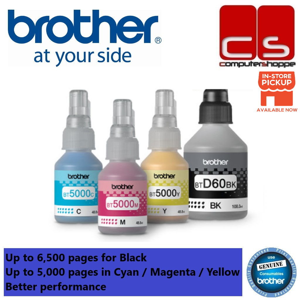 Brother BTD60BK/BT5000C/M/Y Genuine Ink Bottle - Black/Cyan/Magenta ...