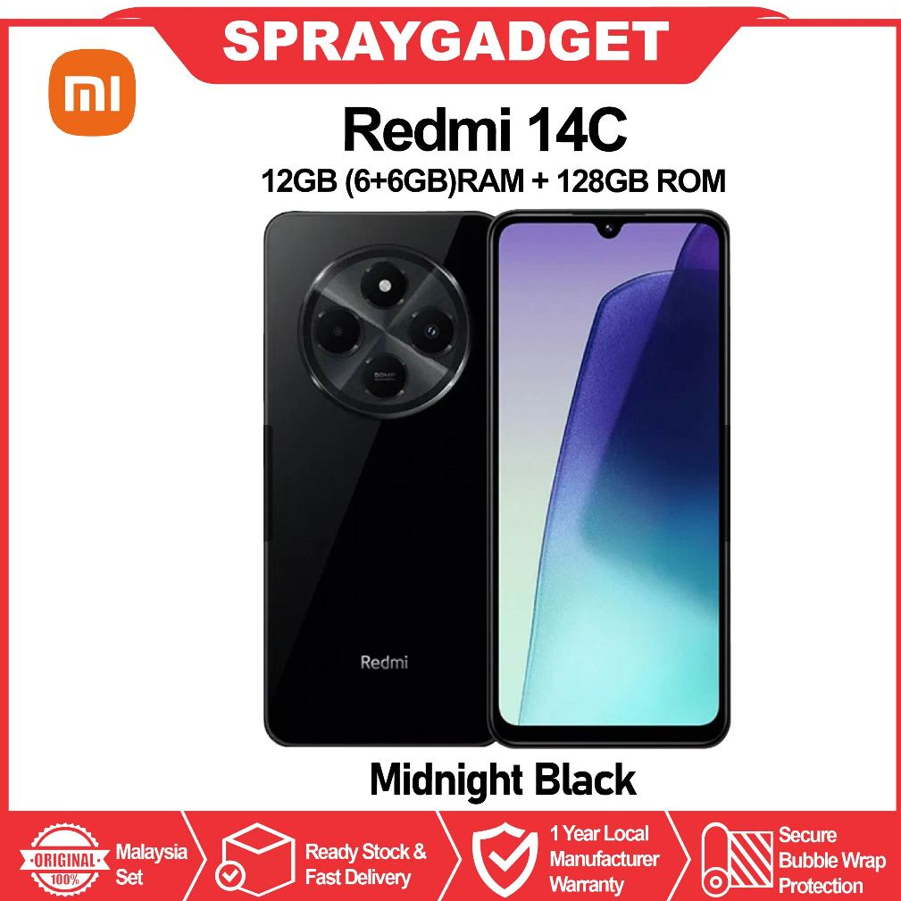Redmi 14C 16GB* RAM (8+8GB Extended RAM) + 256GB ROM, 18W Fast