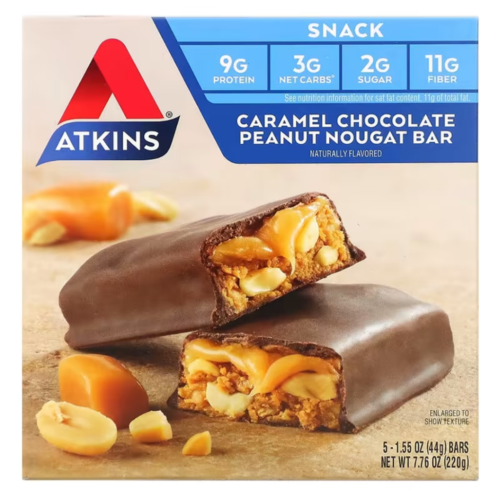 Atkins, Caramel Chocolate Nut Roll Bar, 5 Bars, Caramel Nut Chew Bar, 5 Bars, Chocolate Coconut