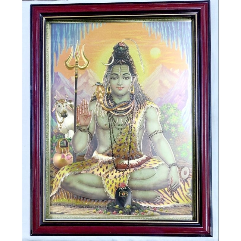 Shivan Photo Frame A3 Size With Glass Gold Foil Shiva Picture | Shopee ...