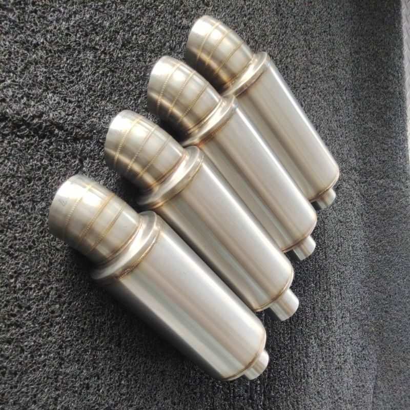 K Tuned Turndown 3” Muffler – Universal Weld-On – Stainless Steel – Honda Acura Toyota