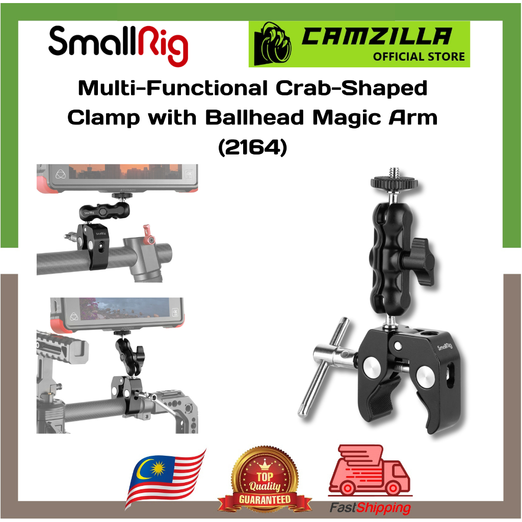 SmallRig Multi-Functional Ballhead Clamp Double Ball Adapter with ...