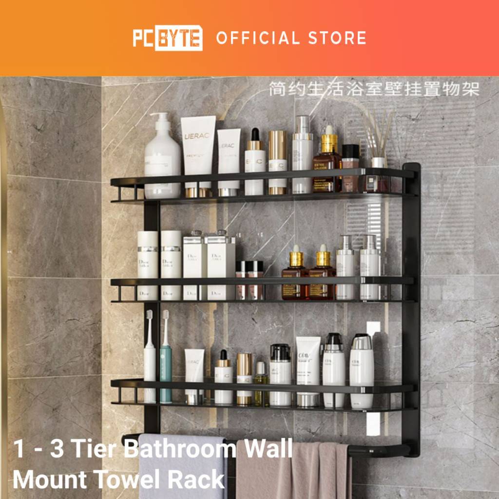 Gominimo 1-3 Tier Bathroom Wall Mount Towel Rack – Space-Saving Design ...