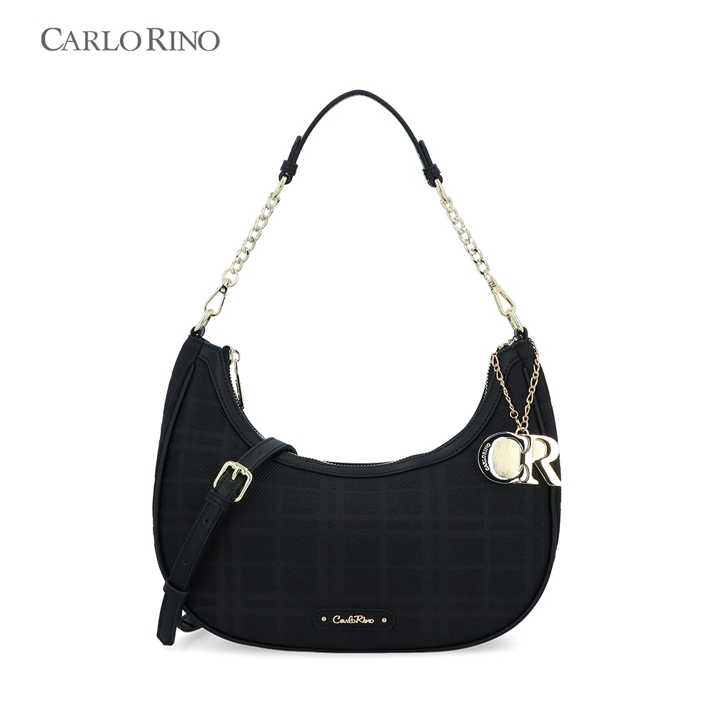 Carlo Rino CR Brushed Plaid 2-Way Crossbody - Black | Shopee Malaysia