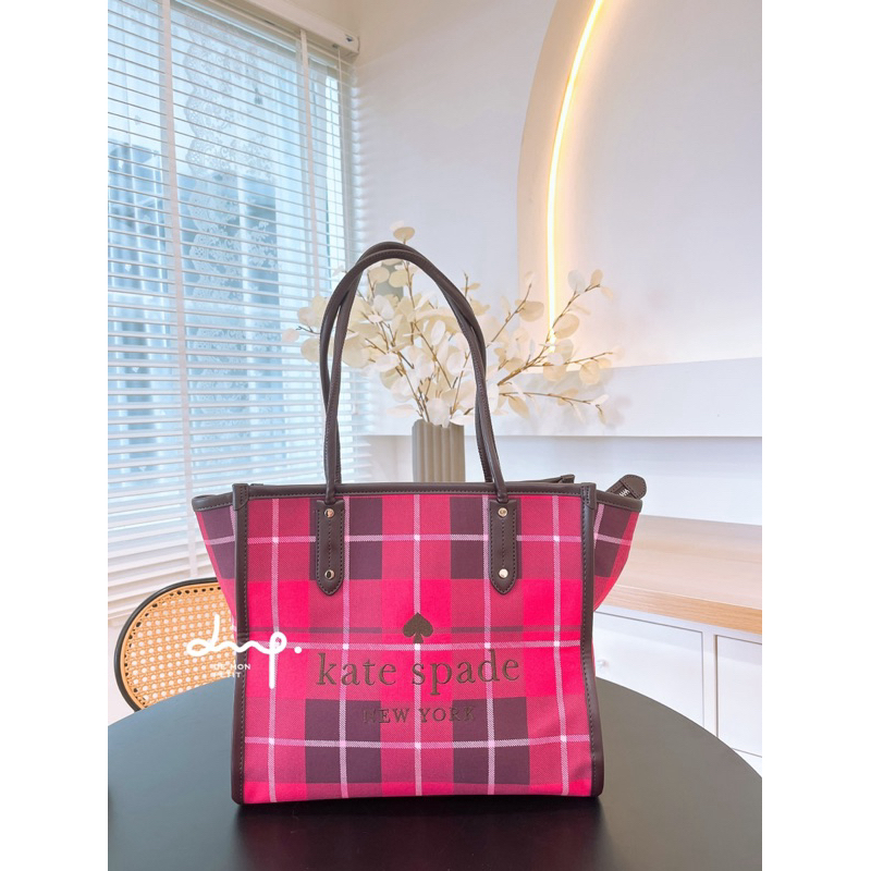 Kate spade Ella Plaid Tote Bright hotsell Rose