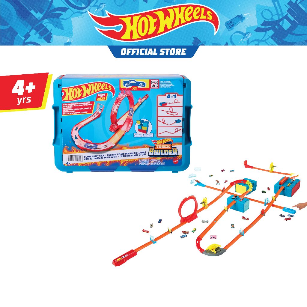 Hot Wheels Track Set And 1 Hot Wheels Car, Fire-themed Track Building ...