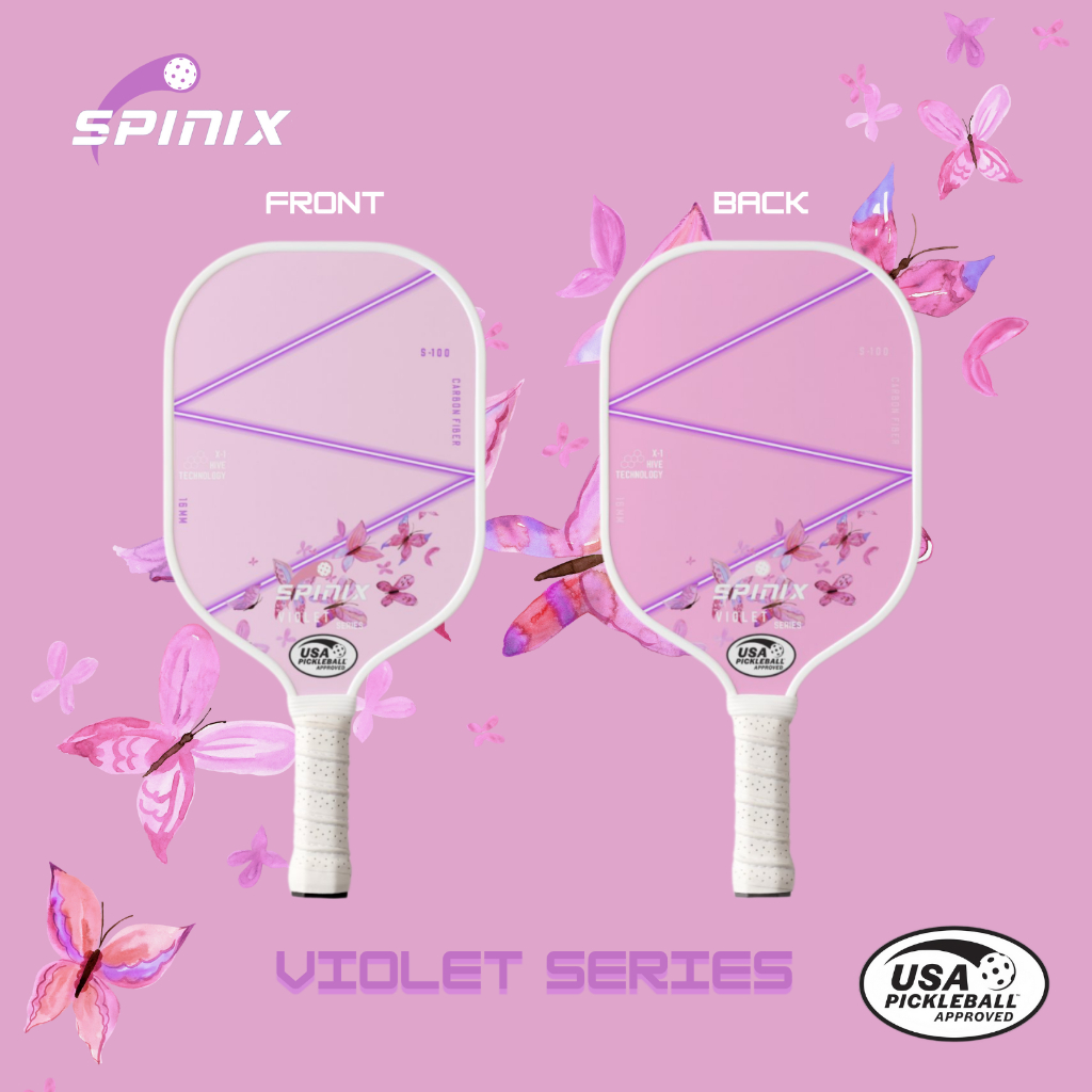 SPINIX Violet Series Pickleball Paddle (16mm) T700 CARBON FIBER 匹克球拍 ...