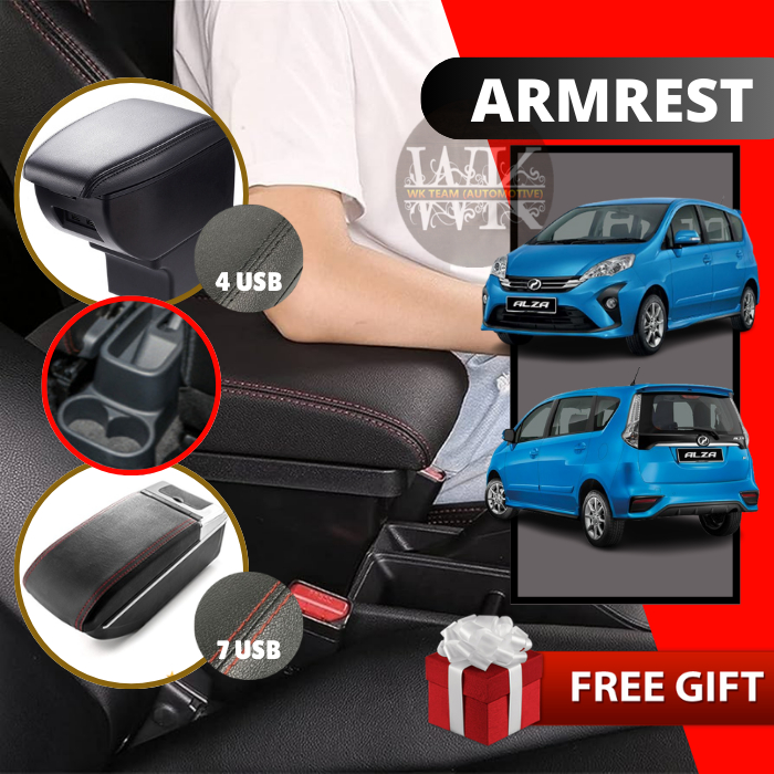 Perodua ALZA (MANUAL) Armrest Double Layer 7USB 4USB Arm Rest Center ...