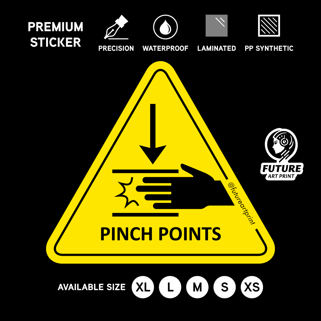 Pinch Points. Premium Triangle Sticker Sign Warning Caution Danger ...