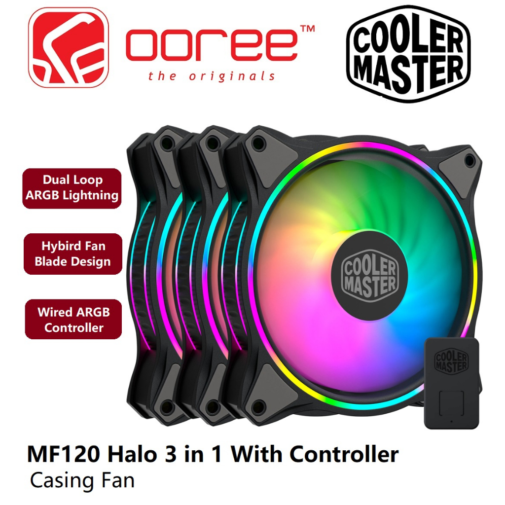 COOLER MASTER MASTERFAN MF120 HALO ARGB 3 IN 1 PC CASE FAN CASING FAN ...