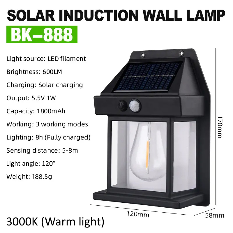Warm LED Solar Wall Light Outdoor Lighting Motion Sensor Automatic ...