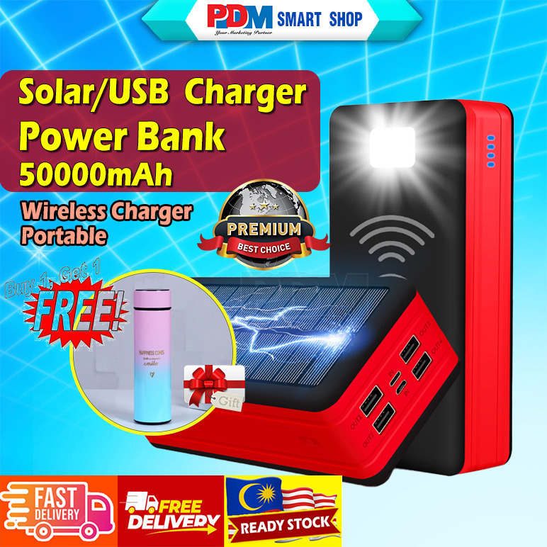 PDM Premium Solar Power Bank With Wireless Charging Large Capacity