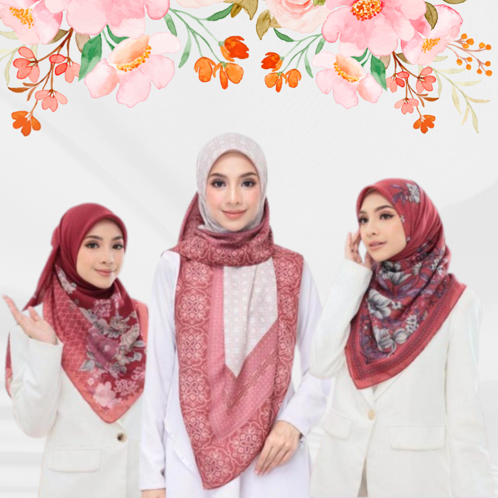 [ 𝑴𝒆𝒓𝒂𝒉 𝑺𝒆𝒓𝒊𝒆𝒔 ] Koleksi Tudung Bawal Warna Merah Corak Cotton Premium ...