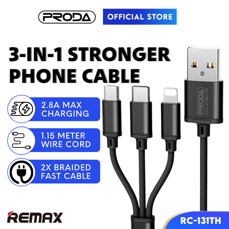 REMAX Cable 3 In 1 Cable Fast Charging Cable Type C Cable Ip Cable ...