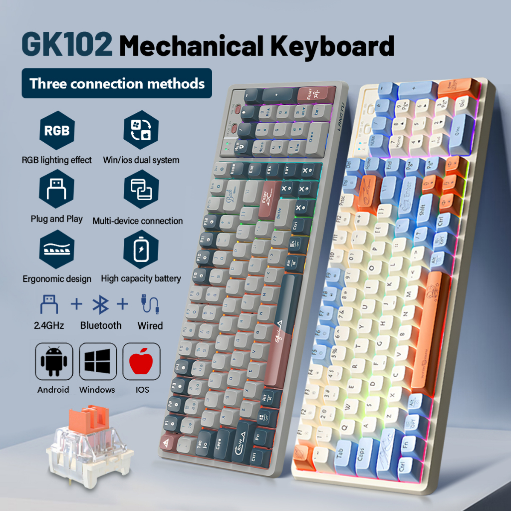 💥Local Stock💥Hotswap Wireless Mechanical Keyboard 102Keys RGB Backlight ...