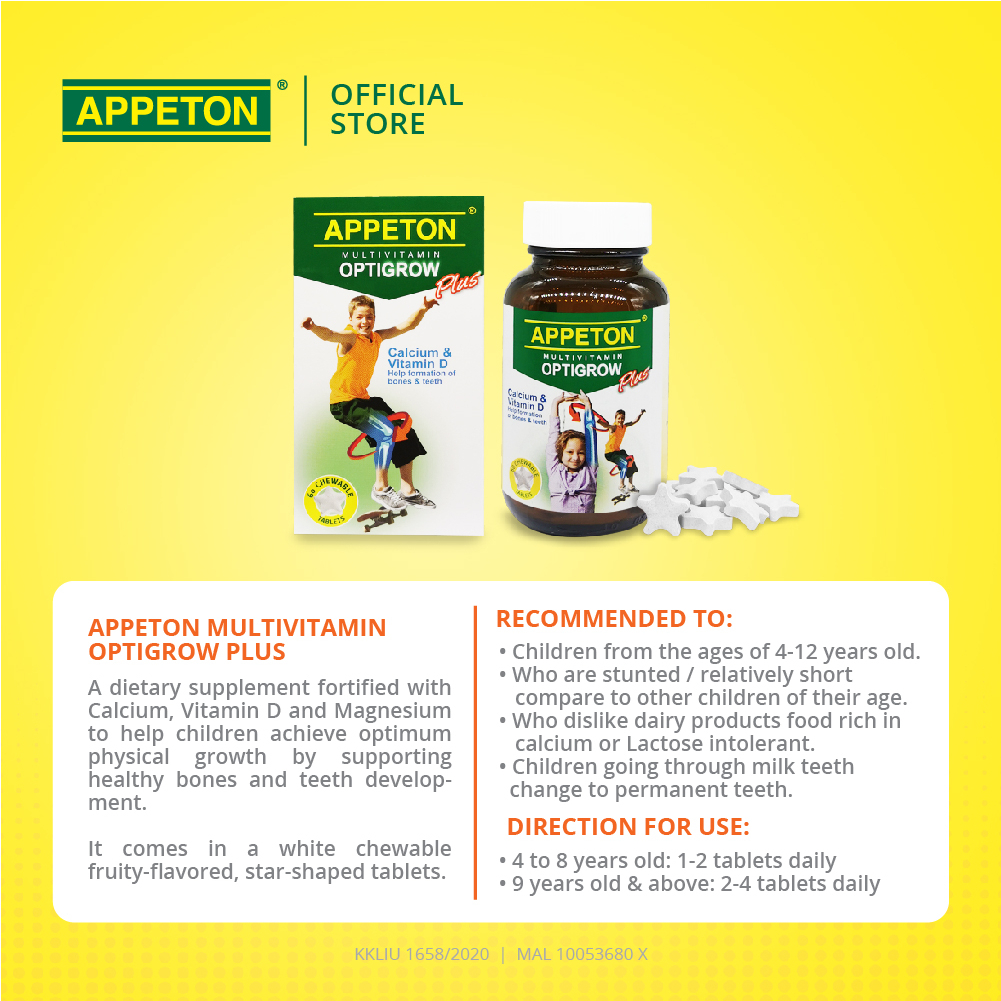 APPETON Multivitamin Optigrow Plus - Tablet untuk Pertumbuhan Optimum ...