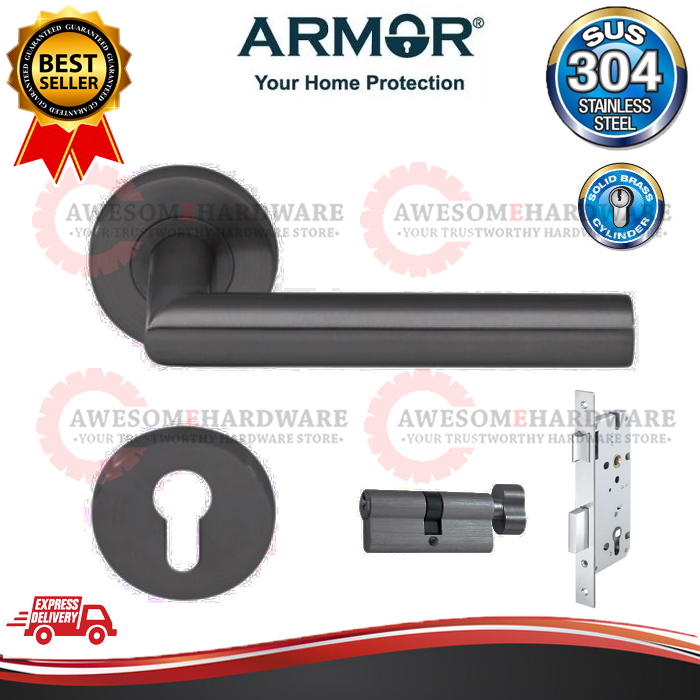 (MB MATTE BLACK) ARMOR ALH-6000 SUS304 STAINLESS STEEL FIRE RATED LEVER ...