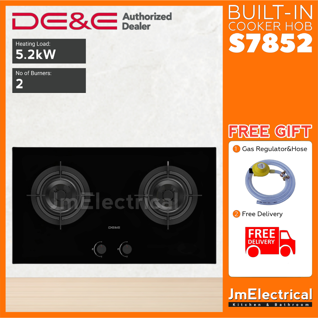[FREE SHIPPING] DE&E S7852 Tempered Glass BuiltIn Cooker Hob Gas