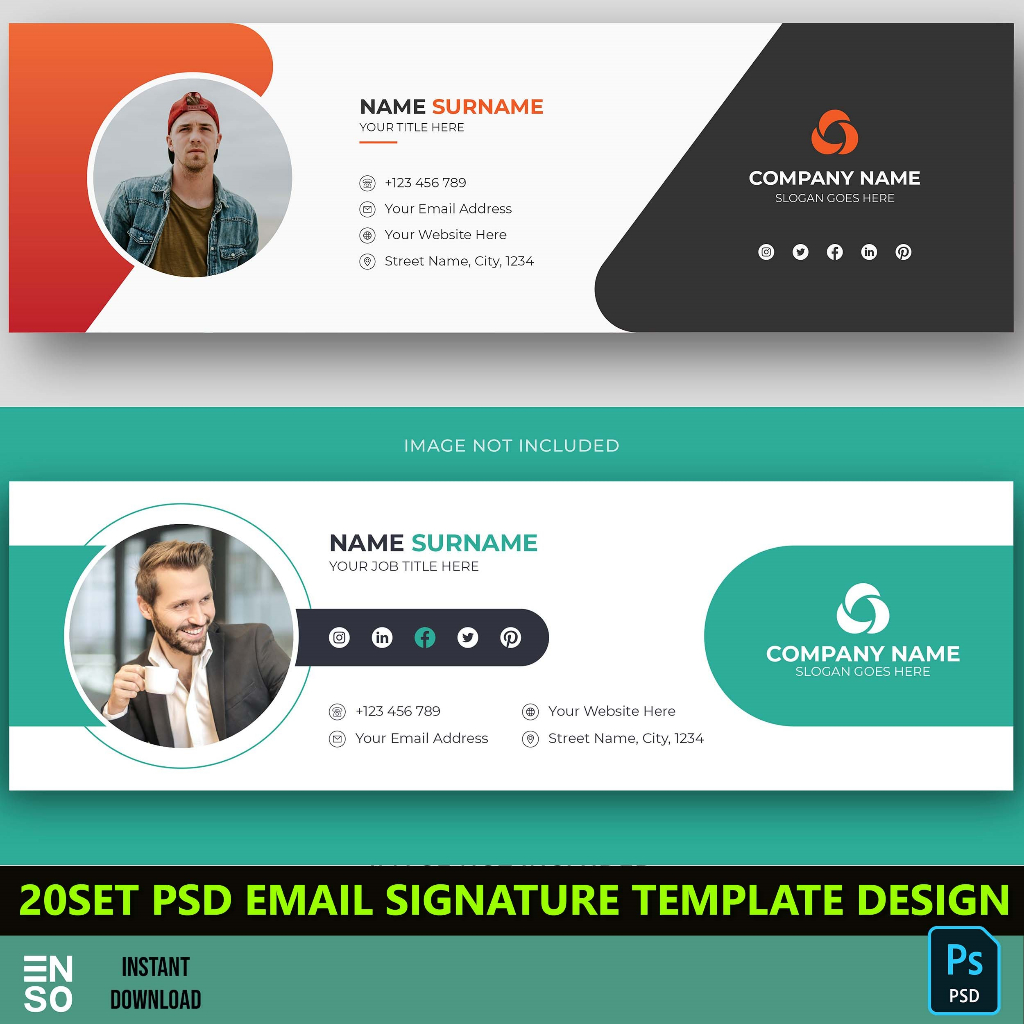 20-Set PSD Email Signature Template Design | Editable PSD Design ...