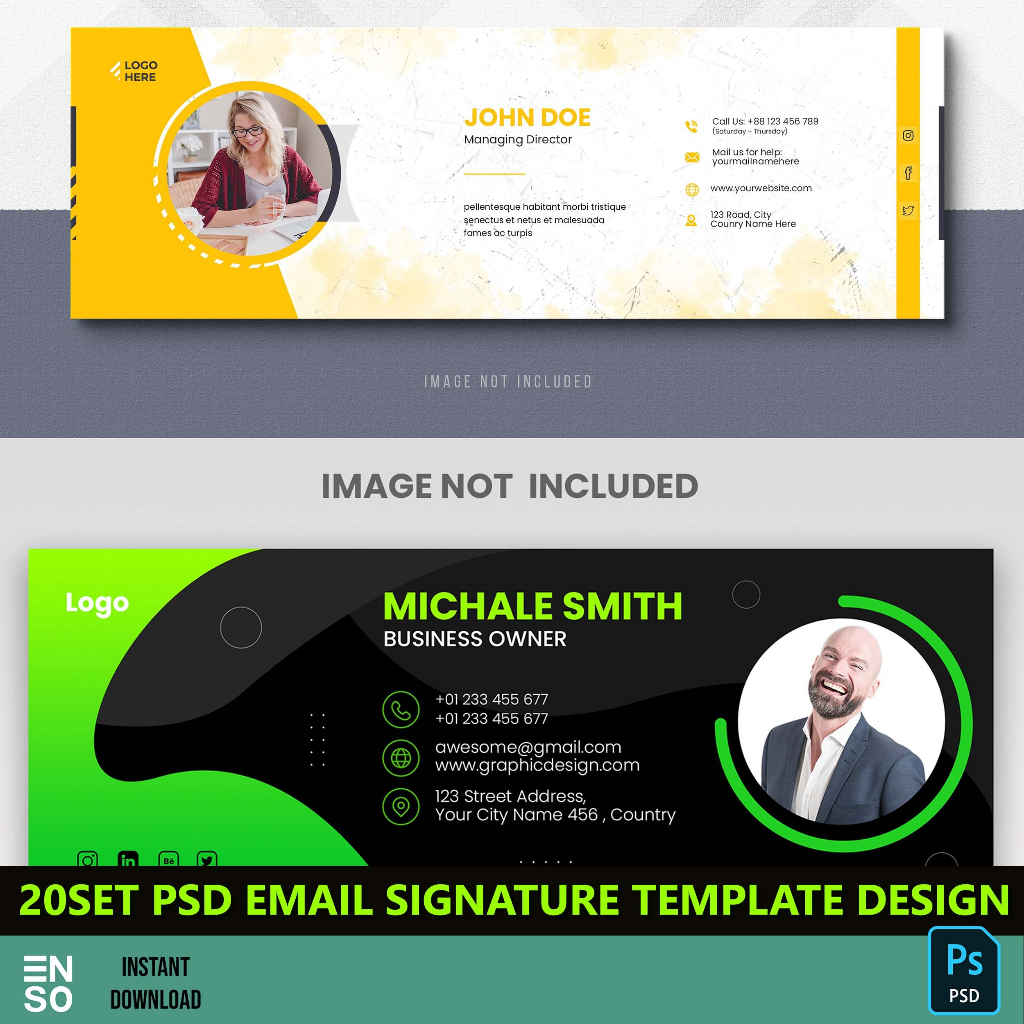 20-Set PSD Email Signature Template Design | Editable PSD Design ...