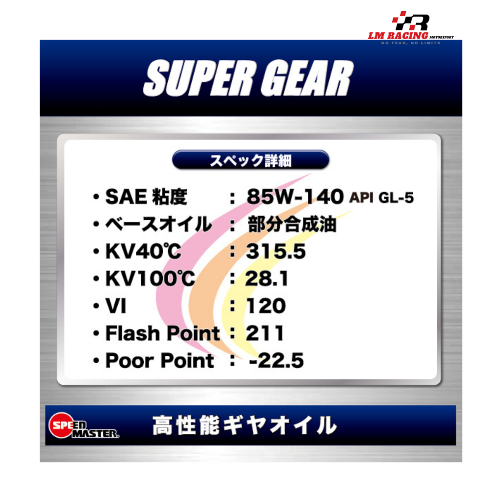 SPEEDMASTER SUPER GEAR SAE 85W-140 API GL-5 High Performance Gear Oil ...