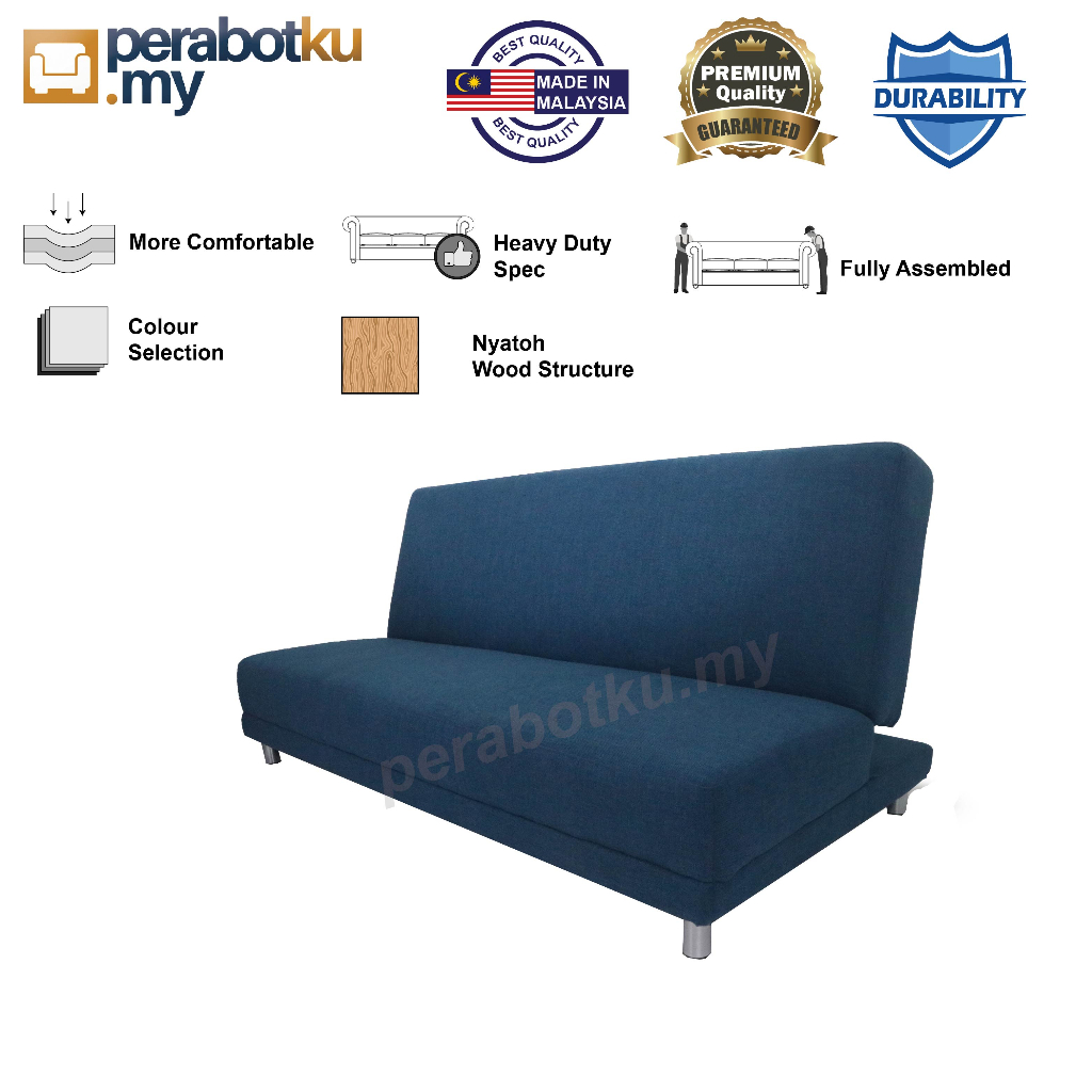 PERABOTKU FOLDABLE 3 SEATER FABRIC SOFA BED / 3 SEATER SOFA BED