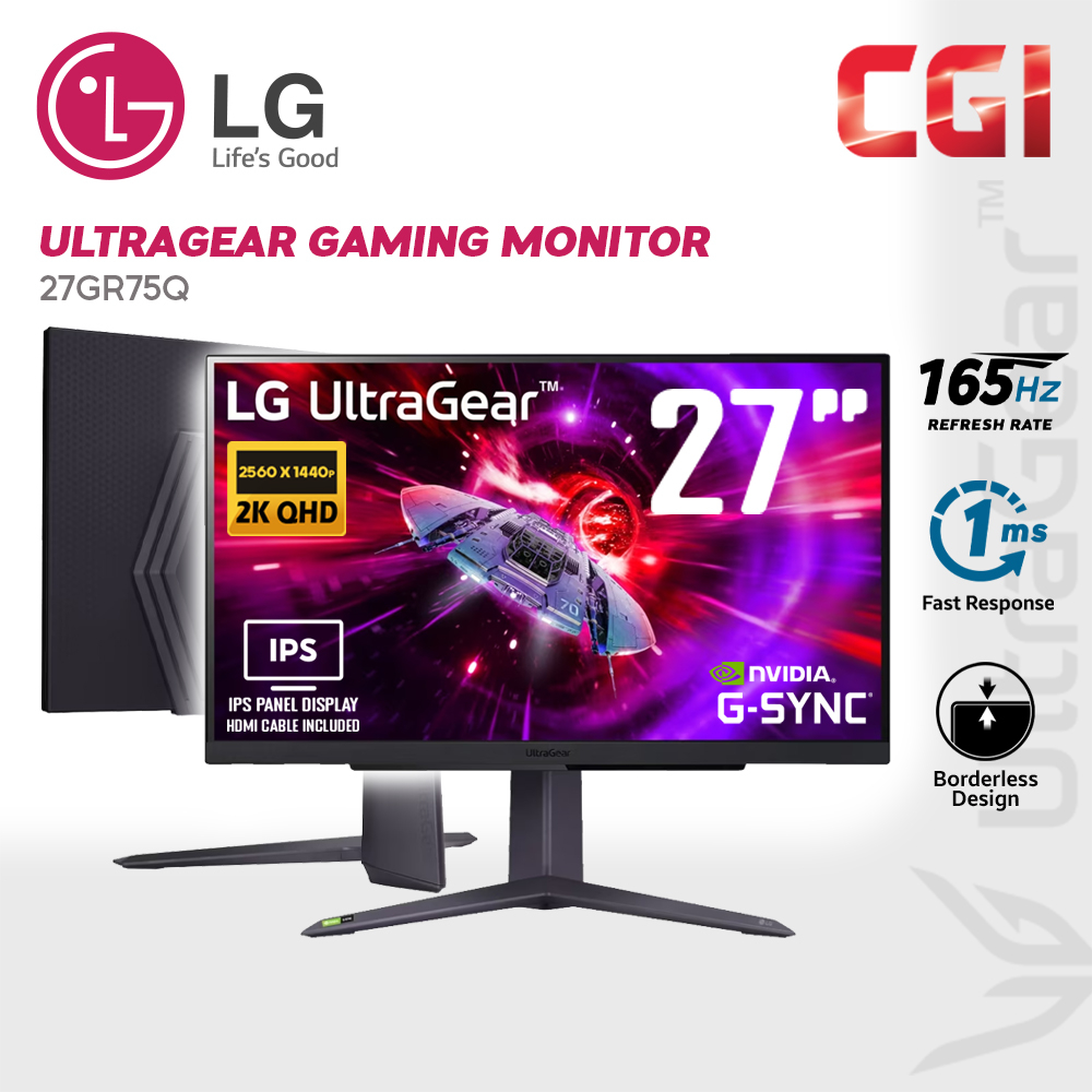 MONITOR LG 27″ LED GAMER IPS ULTRAGEAR 1440p 165Hz HDMI-DP