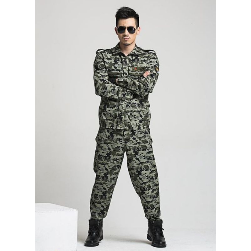 Pakaian Kerja Corak Askar Lengan Panjang Army Camouflage Set Unisex 