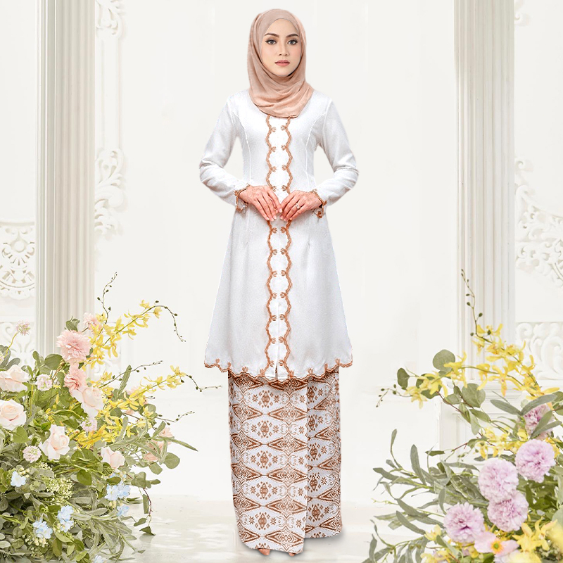 Baju Kebarung Labuh Modern Nikah/Tunang Kebaya Batik Sulam Ironless ...