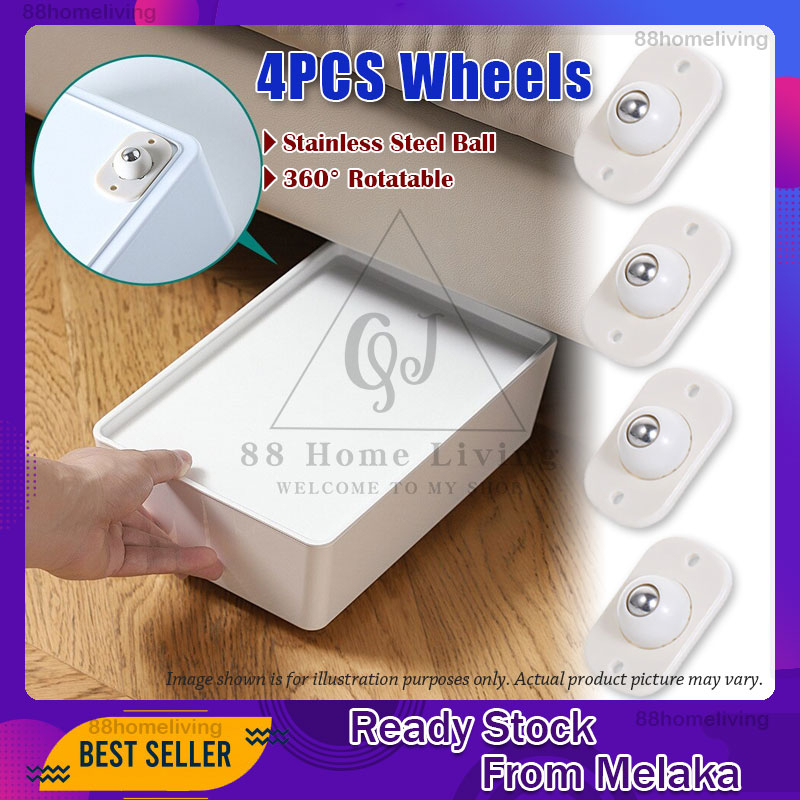4pcs Self-adhesive 360º Rotating Wheels Mini Swivel Casters Wheels ...