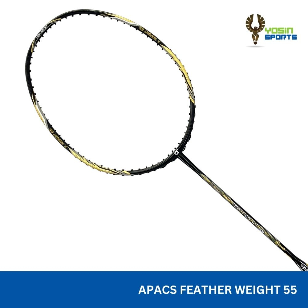 APACS FEATHER WEIGHT 55 (BLACK GOLD)Badminton Racket + Free String & Grip