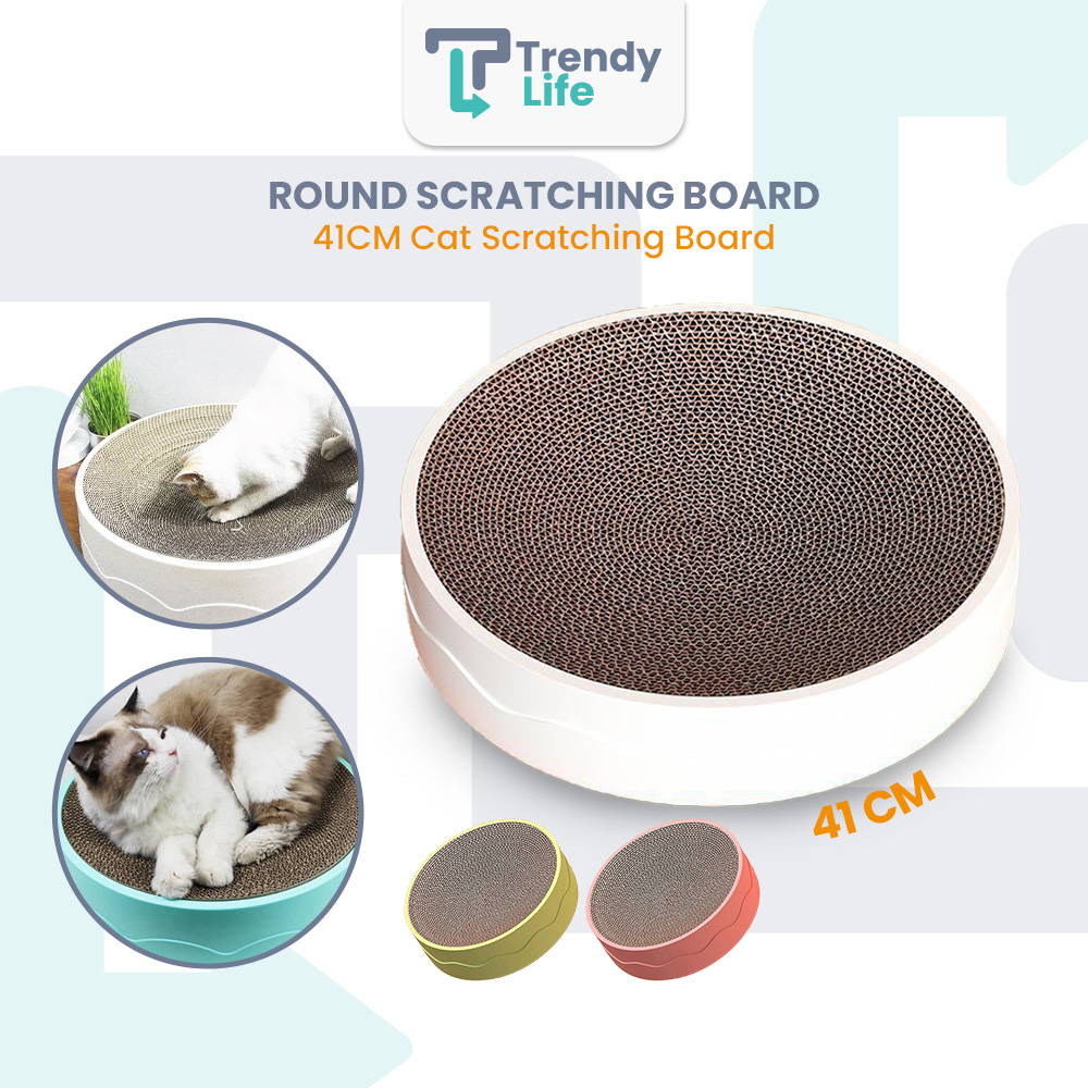43cm XL Round Cat Scratcher Cardboard Scratching Board Bed Tempat