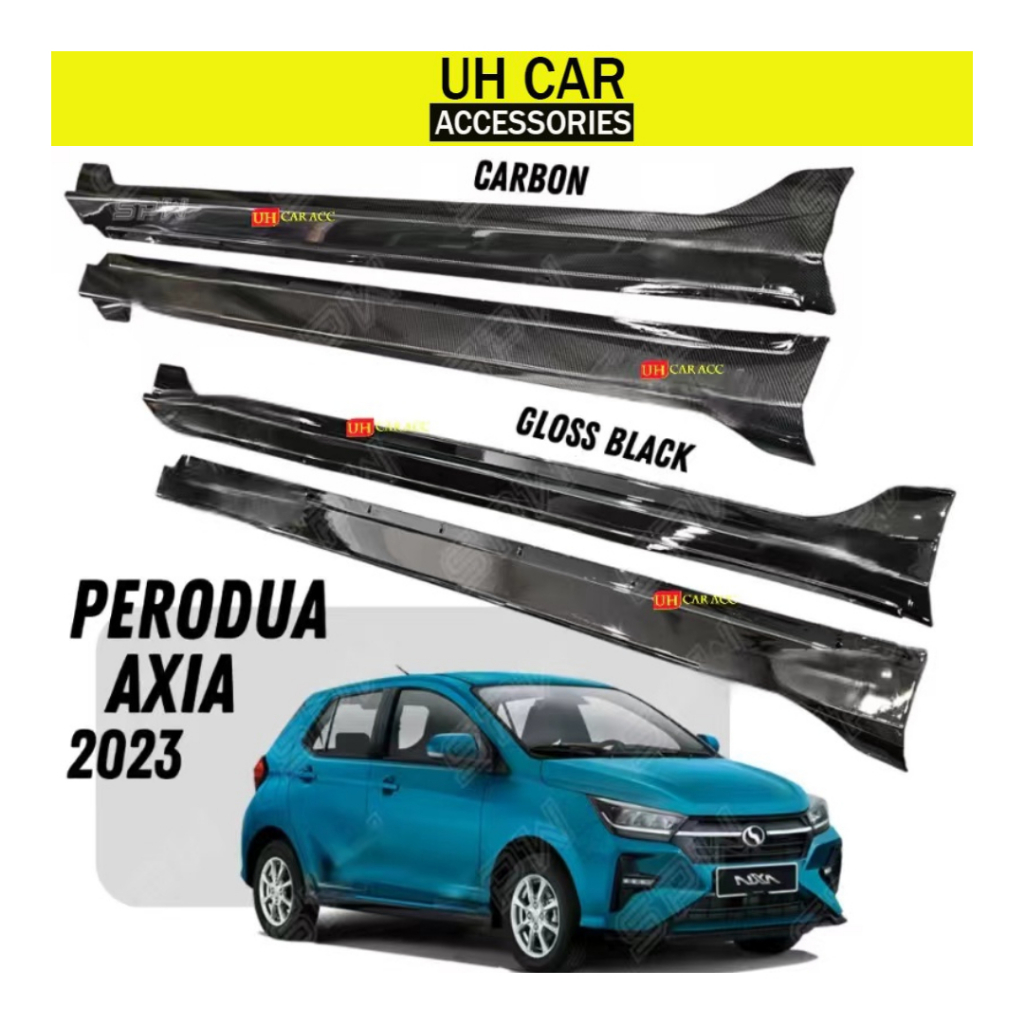 Perodua Axia 2023 Side Skirt Lip Diffuser Gloss Black / Carbon | Shopee ...