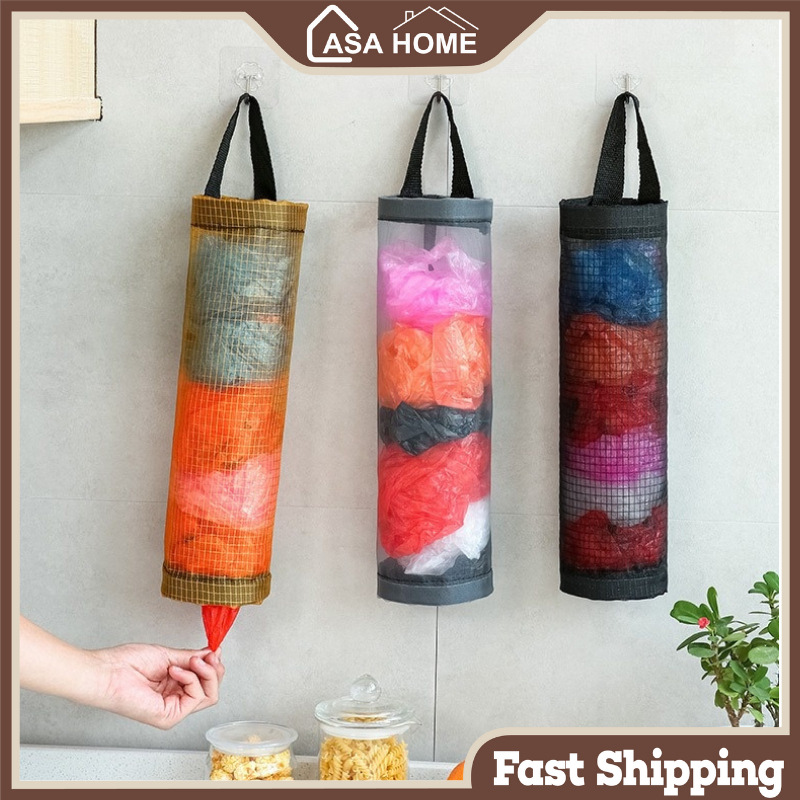Kitchen Plastic Mesh Dispenser Organizer Trash Bags Holder Trash Bag