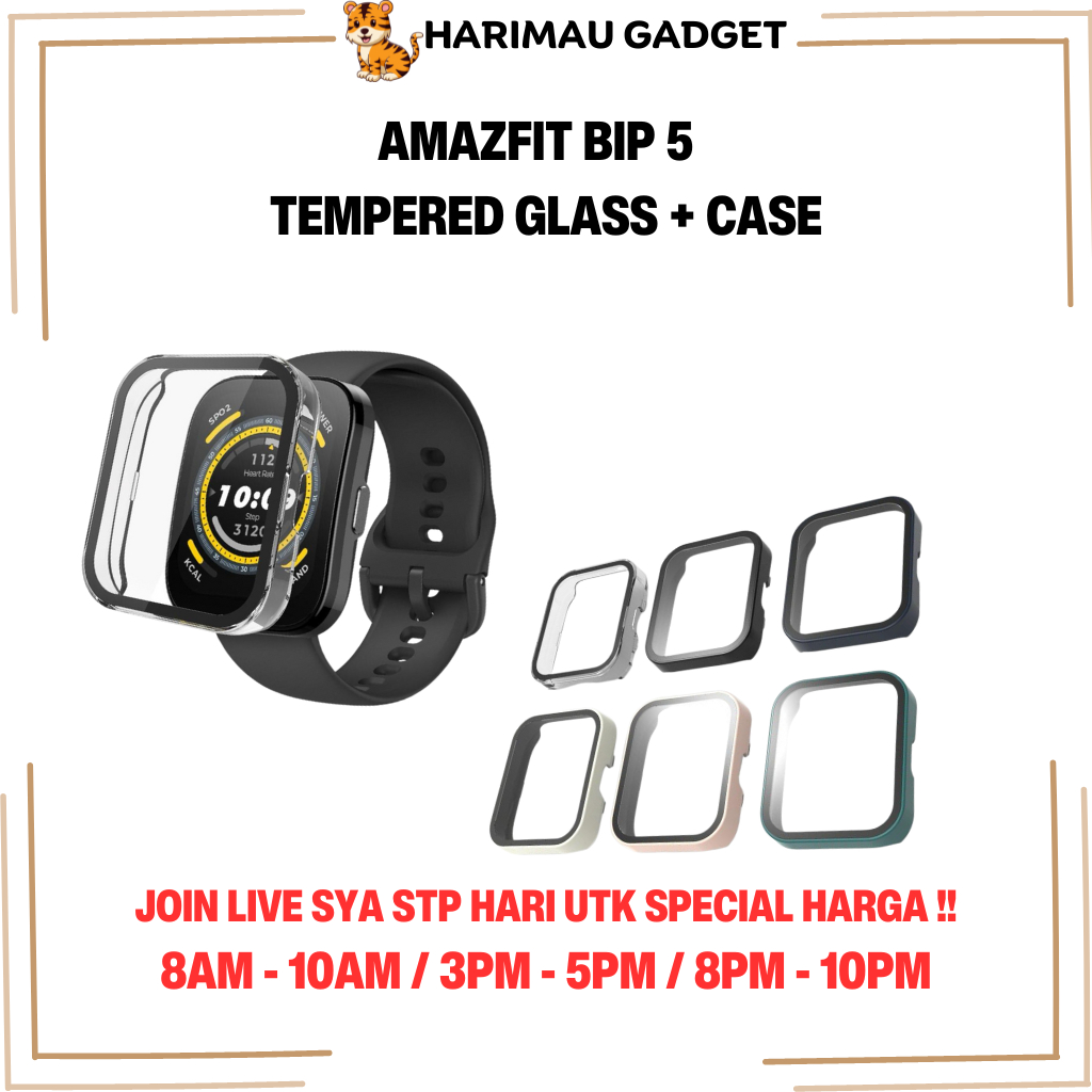 AMAZFIT BIP 5 Smart Watch Tempered Glass Case Cover With Tempered Glass