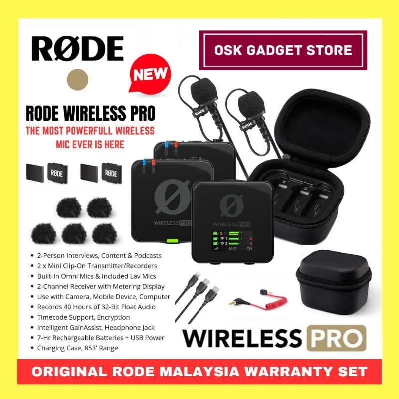Rode Wireless PRO 2.4GHz 2-Person Clip-On Wireless Mic System w/2x