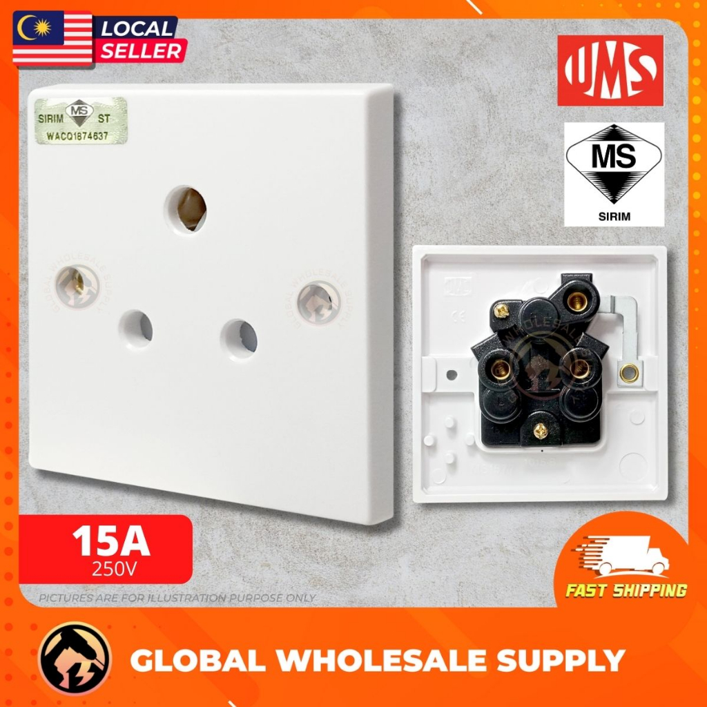 1 Pc Ums 15a Switch Socket 250v Ac 1 Gang Switched Socket Outlet Heavy Duty Socket 1215a 5090