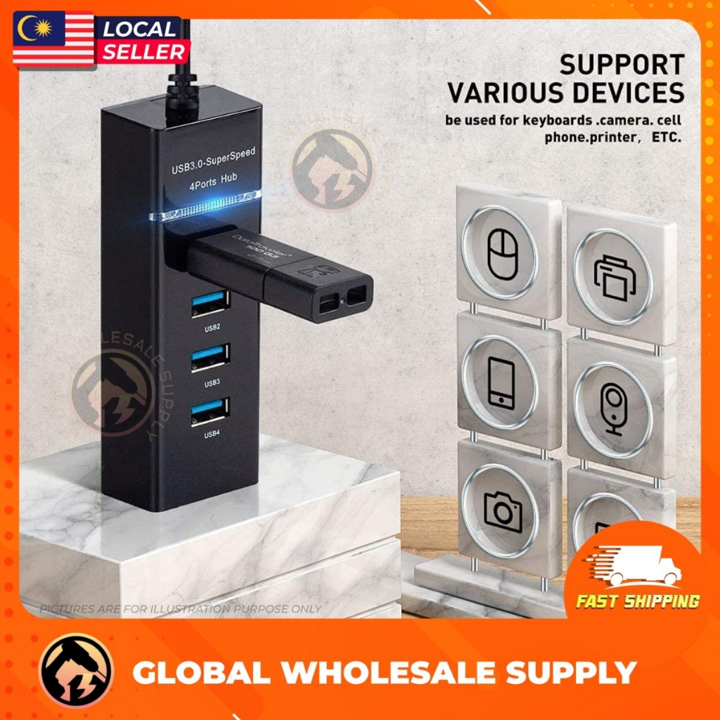 (TYPE-C / USB) USB 3.0 Hub 4 Port High Speed USB Extender 3.0 5Gbps For ...