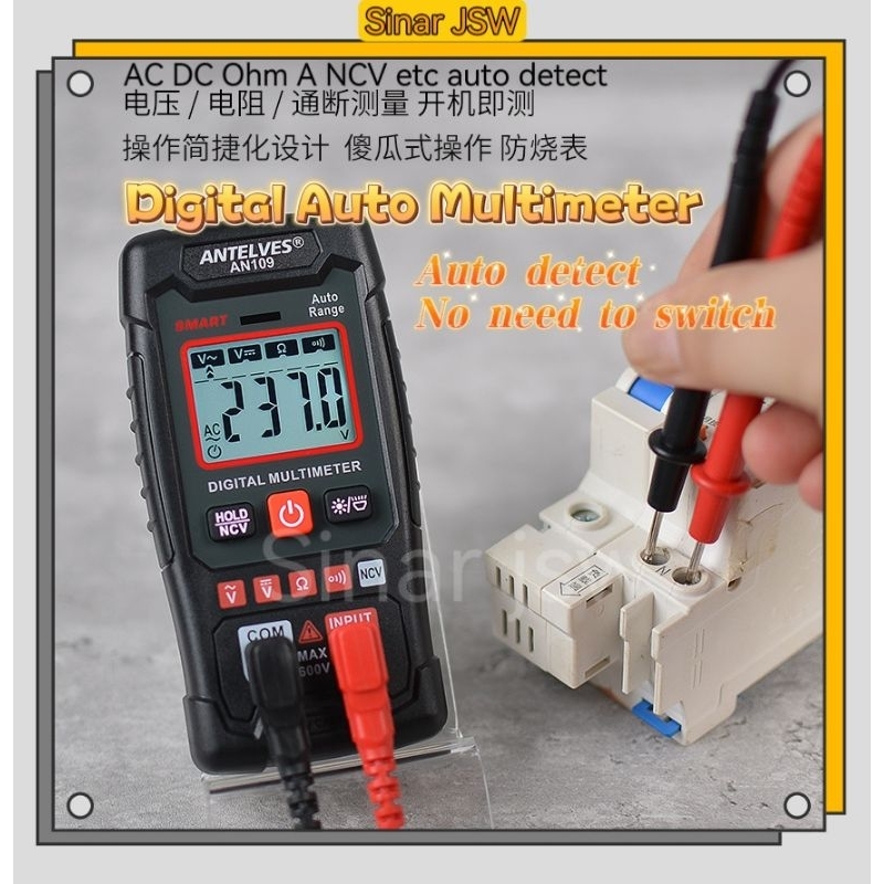 SinarSupermart Digital Multimeter Auto Detect Volt AC DC Resistance ...