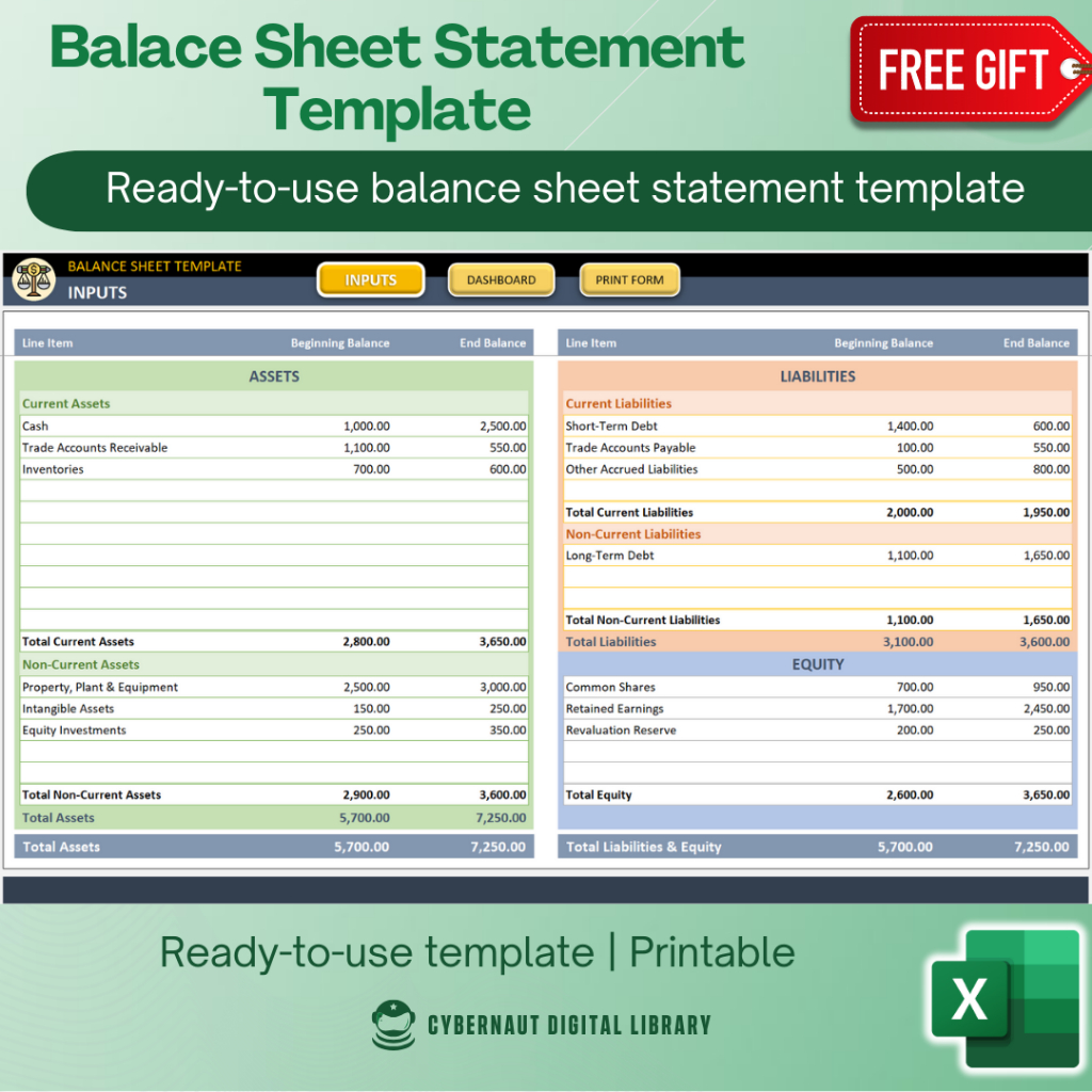Balance Sheet Statement Template