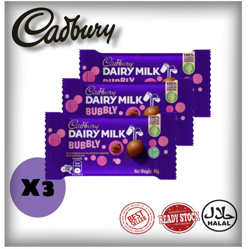 Cadbury Dairy Milk Bubbly Chocolate Bar (40g x 3 ) Shopee Malaysia
