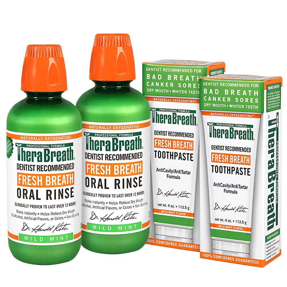 TheraBreath Fresh Breath Mouthwash, Mild Mint Flavor, Alcohol-Free, 16 ...