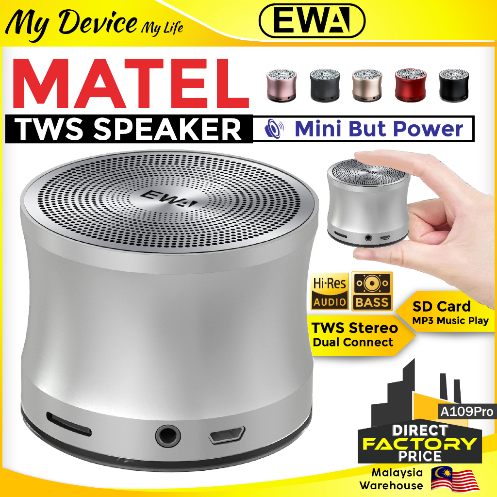 100 Original EWA Full Metal TWS Wireless Mini Speaker SD Card HiFi