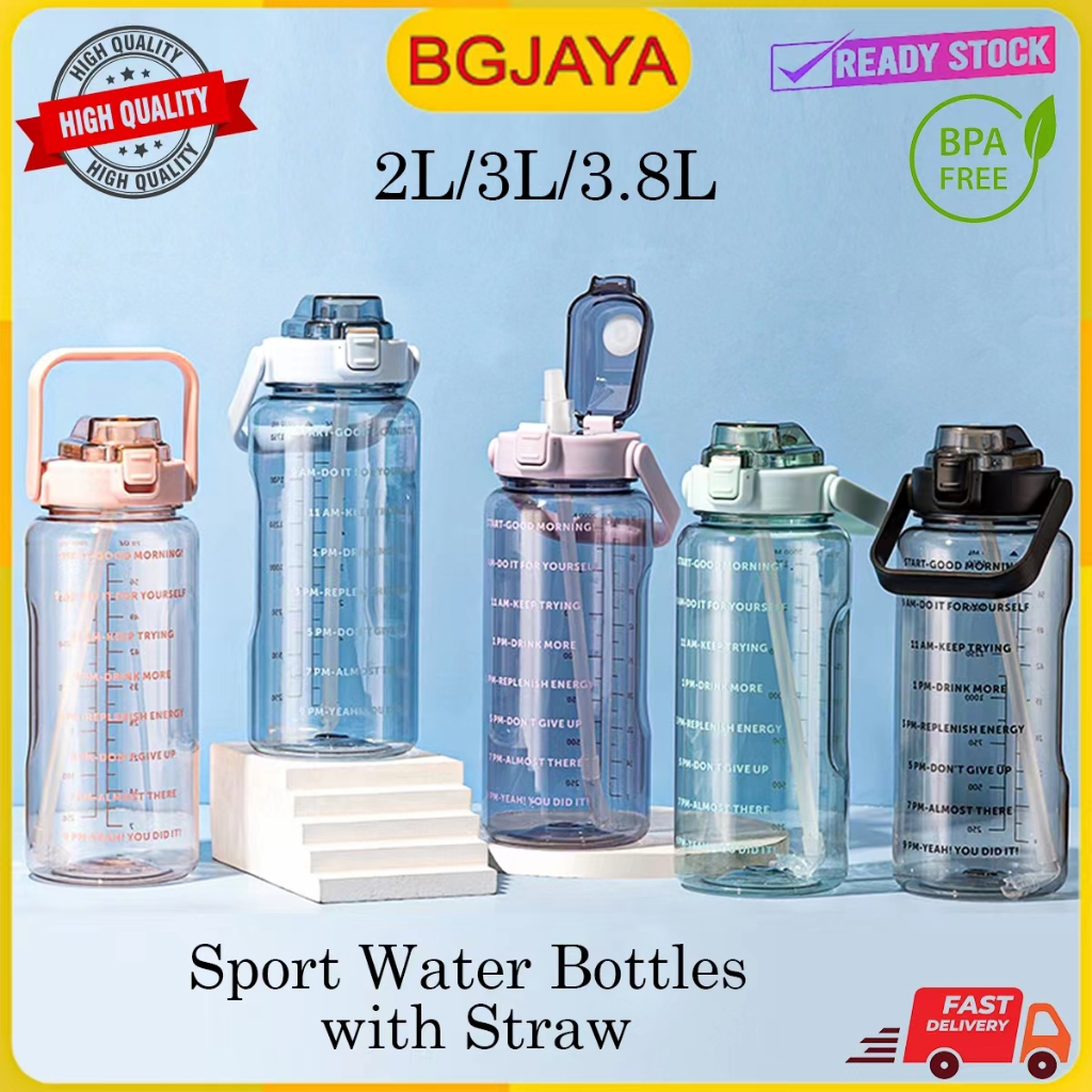 2L/3L/3.8L Water Bottle Large Capacity Portable Tumbler Sport Gym ...